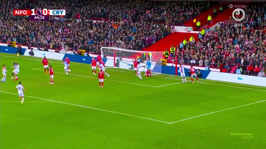 与水晶宫一战，森林后卫威廉斯上演门线扑救被直红罚下